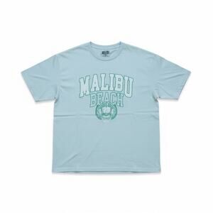 Malibu Beach Light Blue Graphic T – Vintage Style Surf Tee, Short Sleeve, 10-12